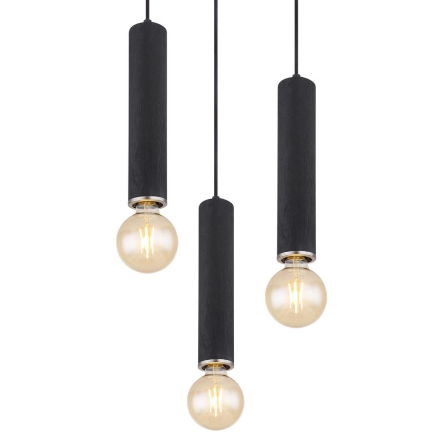 Globo - Висящ полилей 3xE27/60W/230V черно дърво