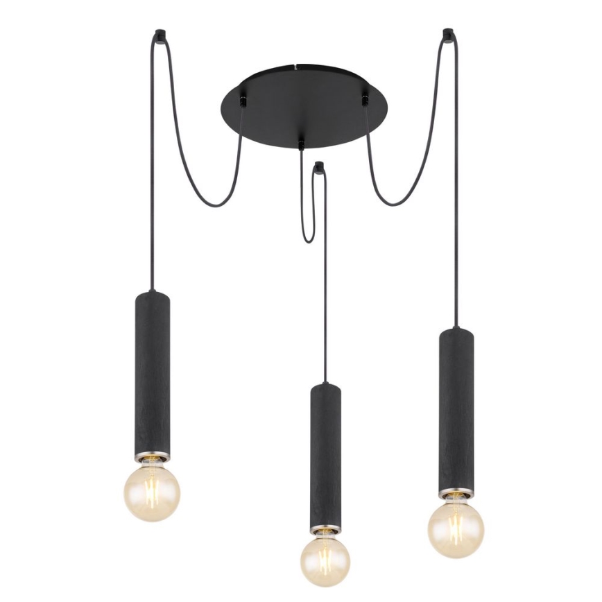 Globo - Висящ полилей 3xE27/60W/230V черно дърво