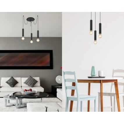 Globo - Висящ полилей 3xE27/60W/230V черно дърво