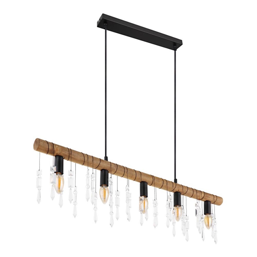 Globo 15532-5H - Полилей на кабел KIRA 5xE14/40W/230V черен/кафяв