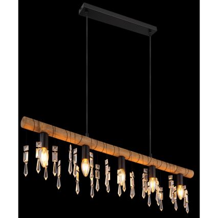 Globo 15532-5H - Полилей на кабел KIRA 5xE14/40W/230V черен/кафяв