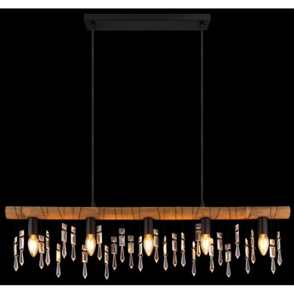 Globo 15532-5H - Полилей на кабел KIRA 5xE14/40W/230V черен/кафяв