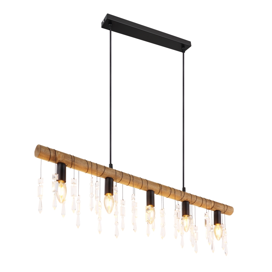 Globo 15532-5H - Полилей на кабел KIRA 5xE14/40W/230V черен/кафяв