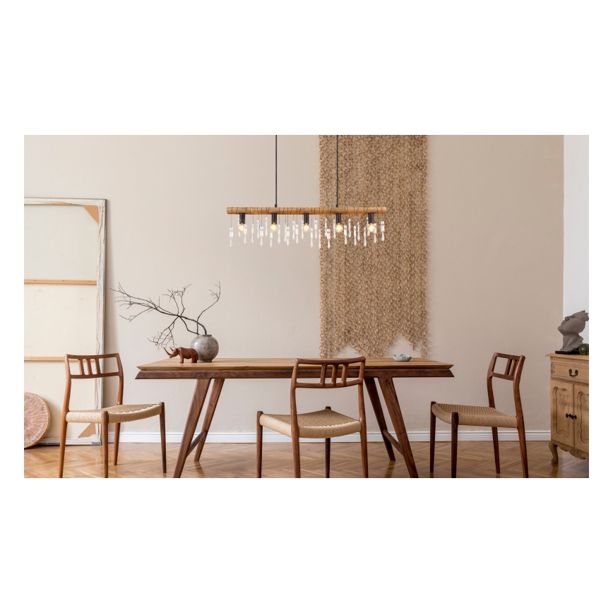 Globo 15532-5H - Полилей на кабел KIRA 5xE14/40W/230V черен/кафяв