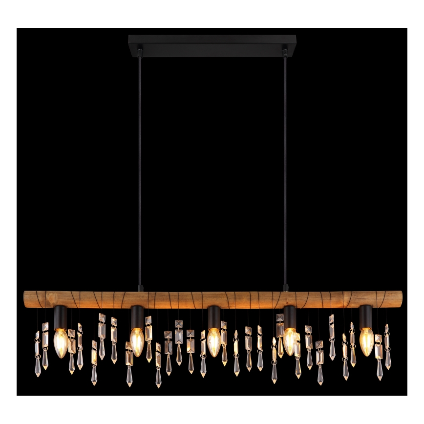 Globo 15532-5H - Полилей на кабел KIRA 5xE14/40W/230V черен/кафяв