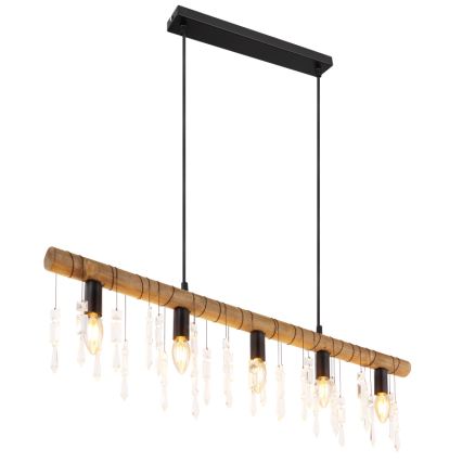 Globo 15532-5H - Полилей на кабел KIRA 5xE14/40W/230V черен/кафяв