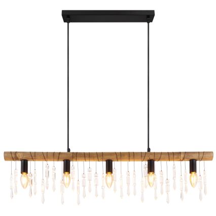 Globo 15532-5H - Полилей на кабел KIRA 5xE14/40W/230V черен/кафяв