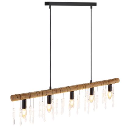 Globo 15532-5H - Полилей на кабел KIRA 5xE14/40W/230V черен/кафяв