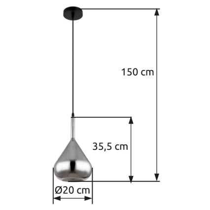 Globo - Пендел 1xE27/60W/230V Ø 20 см черен