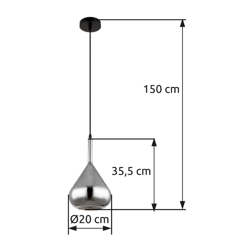 Globo - Пендел 1xE27/60W/230V Ø 20 см черен