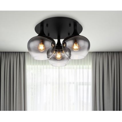 Globo - Полилей за повърхностен монтаж 3xE27/40W/230V Ø 45 см черен