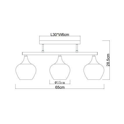 Globo - Полилей за повърхностен монтаж 3xE27/40W/230V черен