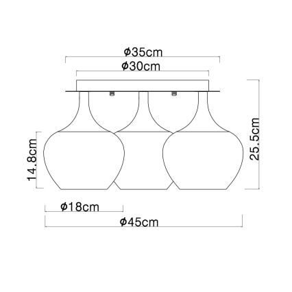 Globo - Полилей за повърхностен монтаж 3xE27/40W/230V Ø 45 см меден