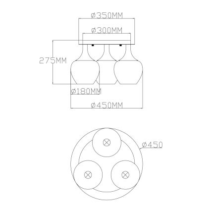 Globo - Полилей за повърхностен монтаж 3xE27/40W/230V антрацит