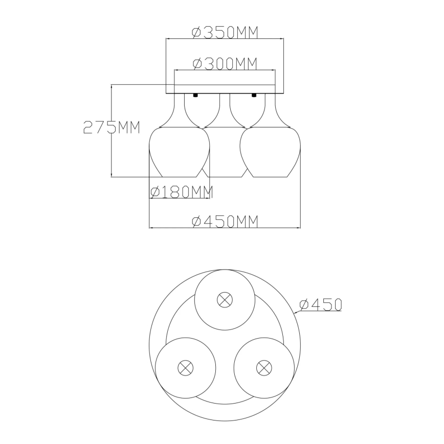 Globo - Полилей за повърхностен монтаж 3xE27/40W/230V антрацит
