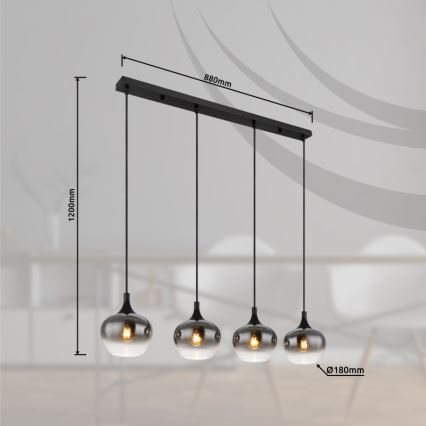 Globo - Полилей на кабел, 4xE27/40W/230V, черен