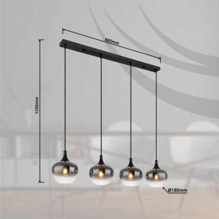 Globo - Полилей на кабел, 4xE27/40W/230V, черен