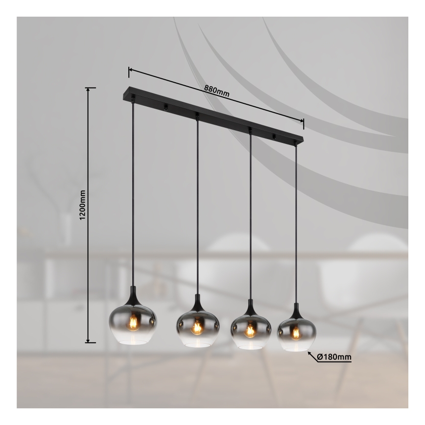 Globo - Полилей на кабел, 4xE27/40W/230V, черен