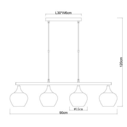 Globo - Пендел 4xE27/40W/230V черен