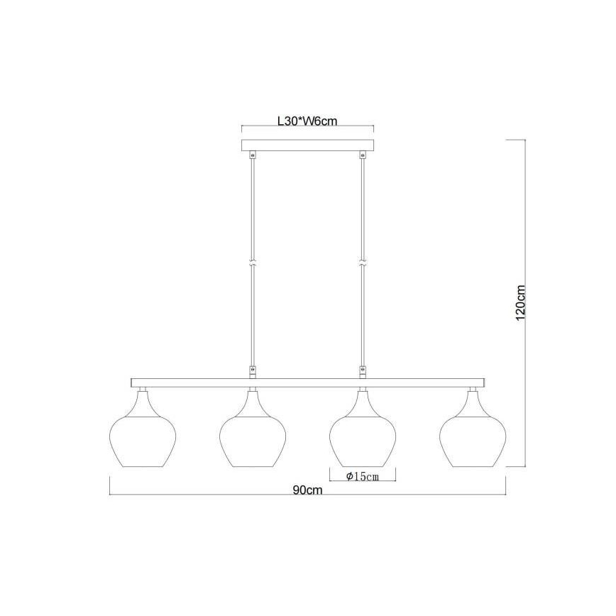 Globo - Пендел 4xE27/40W/230V черен