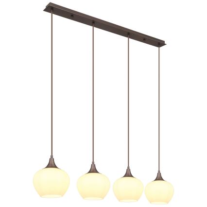 Globo - Пендел 4xE27/40W/230V бял/кафяв