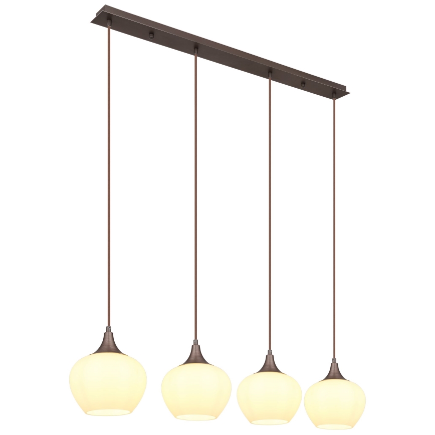 Globo - Пендел 4xE27/40W/230V бял/кафяв