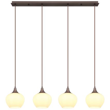 Globo - Пендел 4xE27/40W/230V бял/кафяв