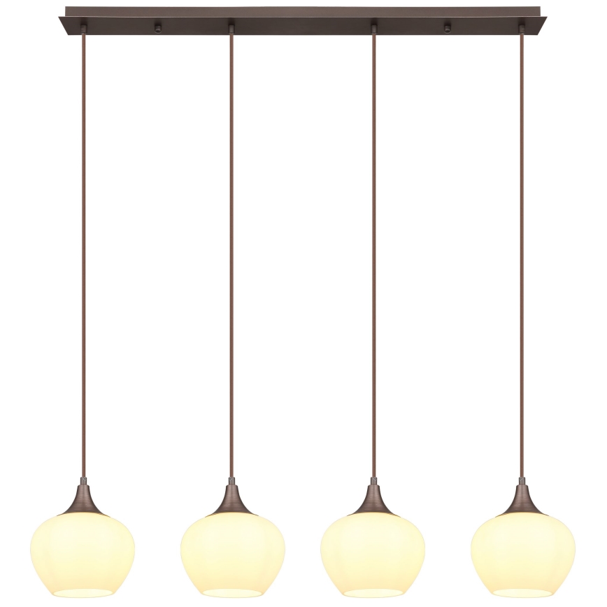 Globo - Пендел 4xE27/40W/230V бял/кафяв