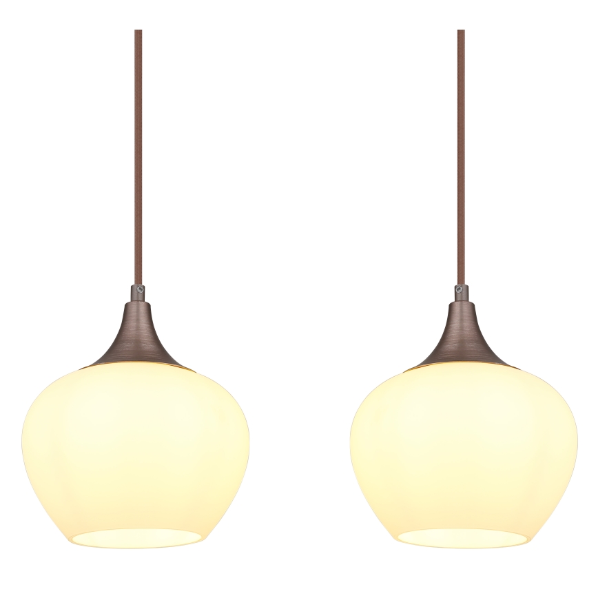 Globo - Пендел 4xE27/40W/230V бял/кафяв