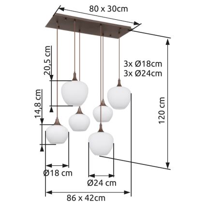 Globo - Пендел 6xE27/40W/230V бял