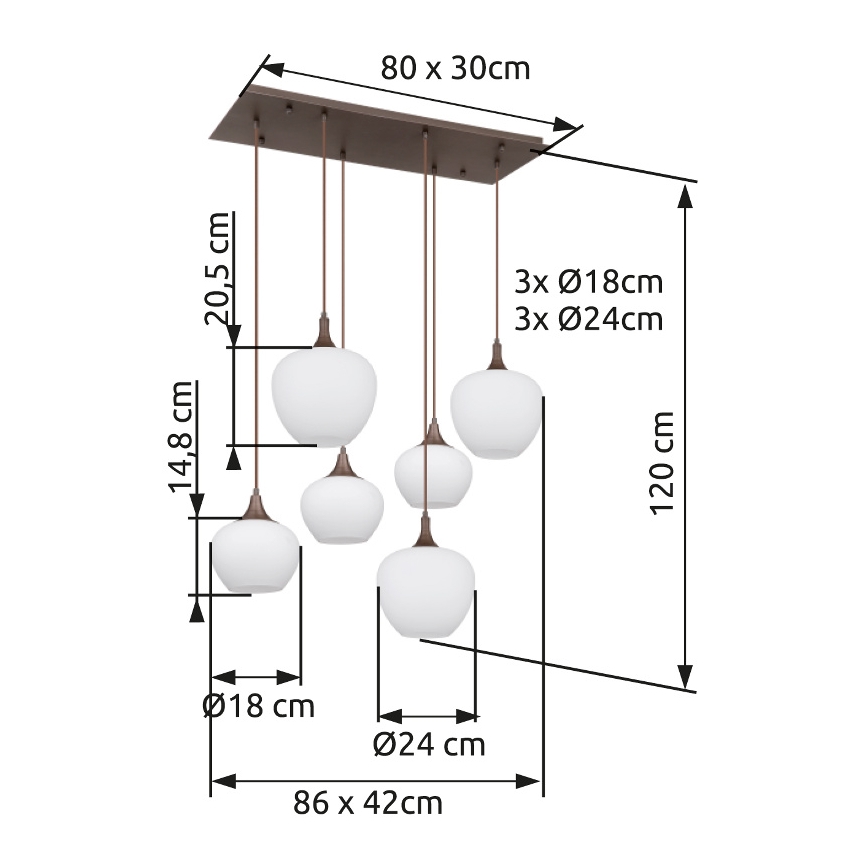Globo - Пендел 6xE27/40W/230V бял