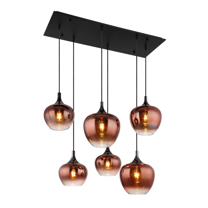 Globo - Пендел 6xE27/40W/230V кафяв/опушен