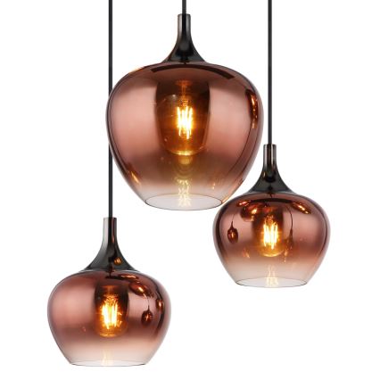 Globo - Пендел 6xE27/40W/230V кафяв/опушен