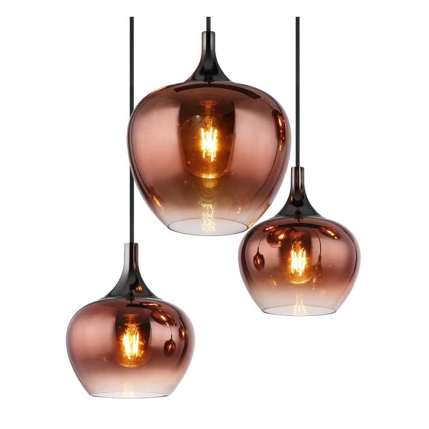 Globo - Пендел 6xE27/40W/230V кафяв/опушен