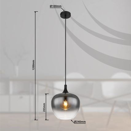 Globo - Пендел 1xE27/40W/230V Ø 24 см черен