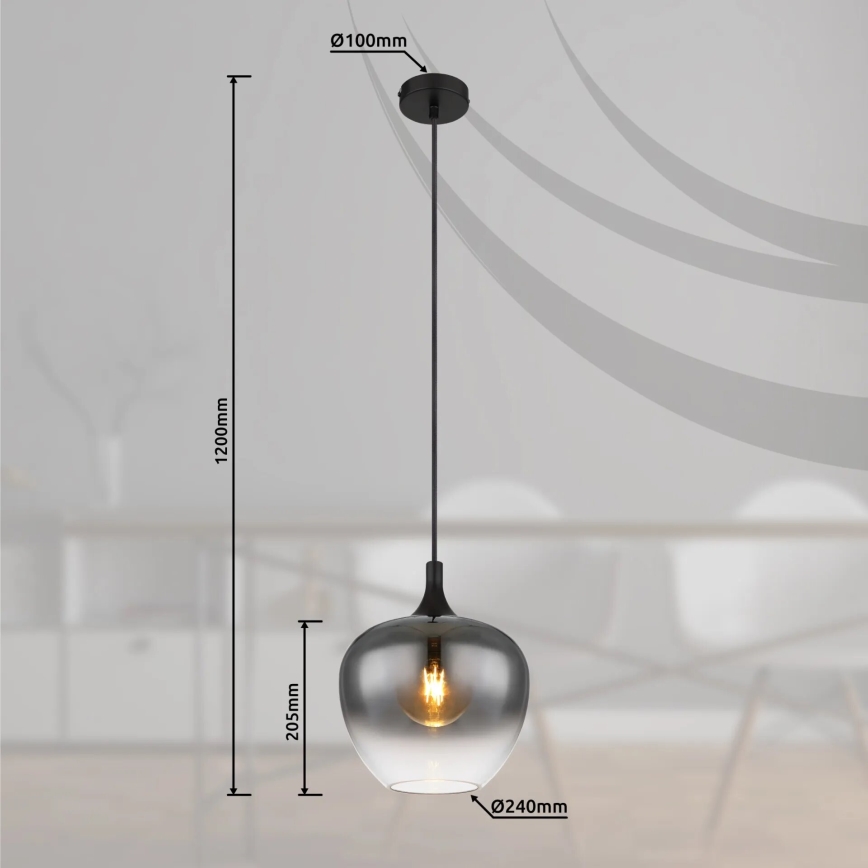Globo - Пендел 1xE27/40W/230V Ø 24 см черен