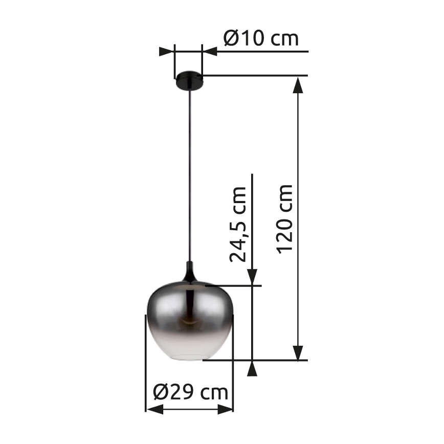 Globo - Пендел 1xE27/60W/230V Ø 29 см черен