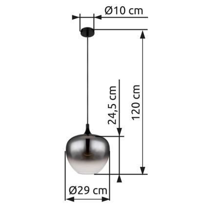 Globo - Пендел 1xE27/60W/230V Ø 29 см черен