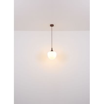 Globo - Пендел 1xE27/60W/230V Ø 29 см бял/кафяв