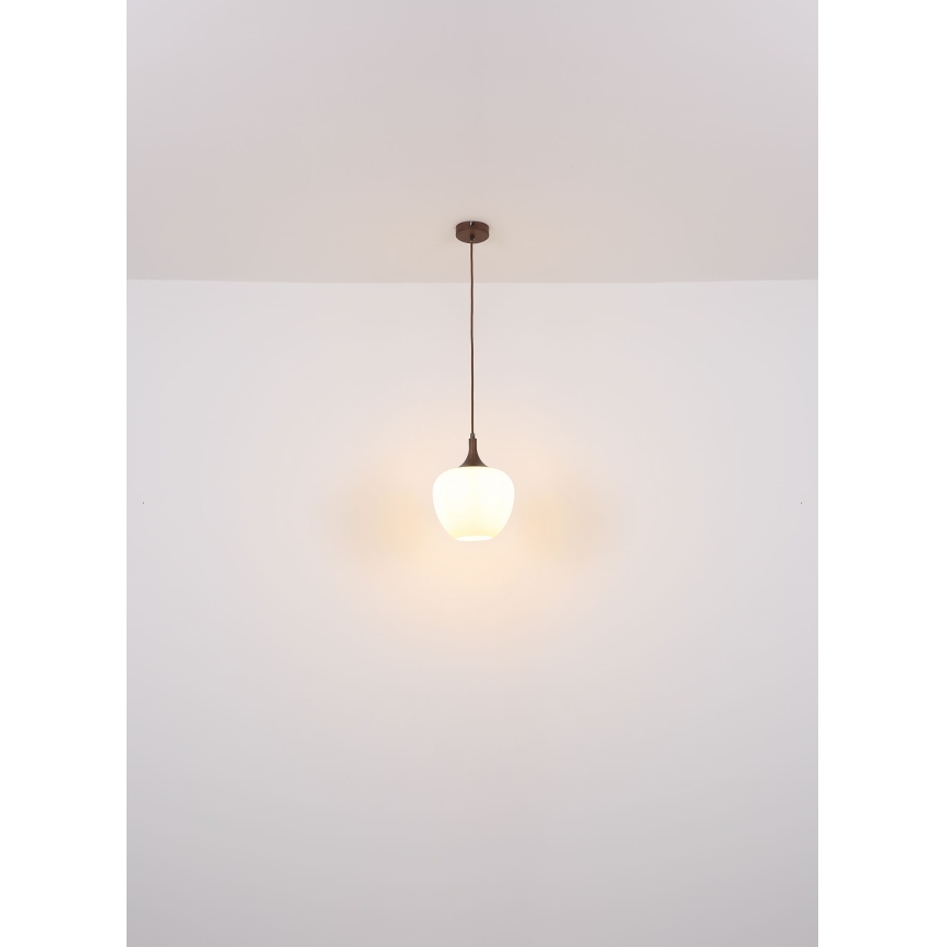 Globo - Пендел 1xE27/60W/230V Ø 29 см бял/кафяв