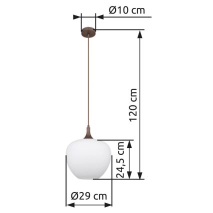 Globo - Пендел 1xE27/60W/230V Ø 29 см бял/кафяв
