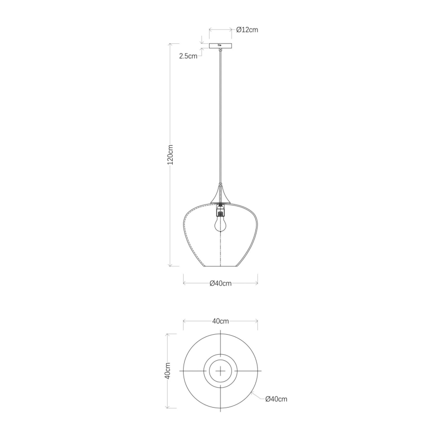 Globo - Пендел 1xE27/60W/230V Ø 40 см черен