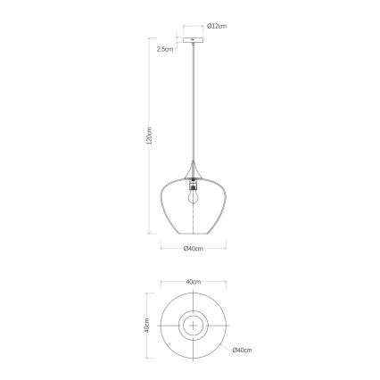 Globo - Пендел 1xE27/60W/230V Ø 40 см черен