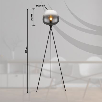 Globo - Подова лампа 1xE27/60W/230V черна