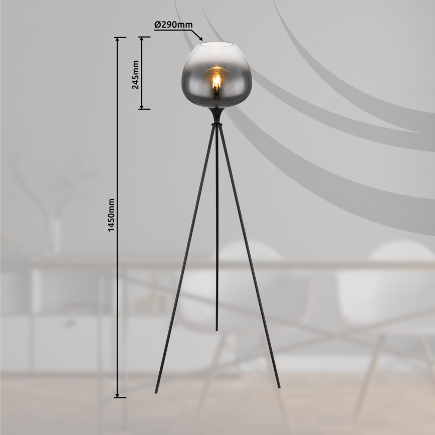 Globo - Подова лампа 1xE27/60W/230V черна