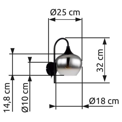 Globo - Аплик 1xE27/40W/230V черен
