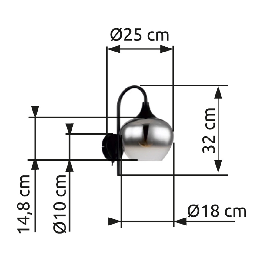 Globo - Аплик 1xE27/40W/230V черен
