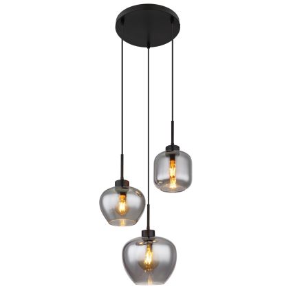 Globo - Висящ полилей на кабел 3xE27/40W/230V черен