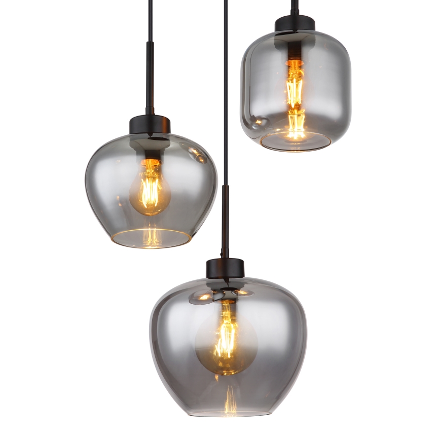 Globo - Висящ полилей на кабел 3xE27/40W/230V черен