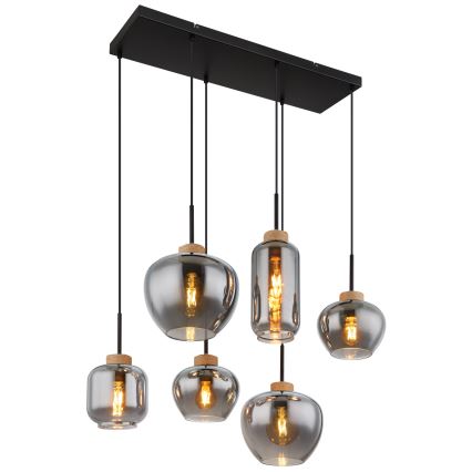 Globo - Полилей на кабел 6xE27/40W/230V черен